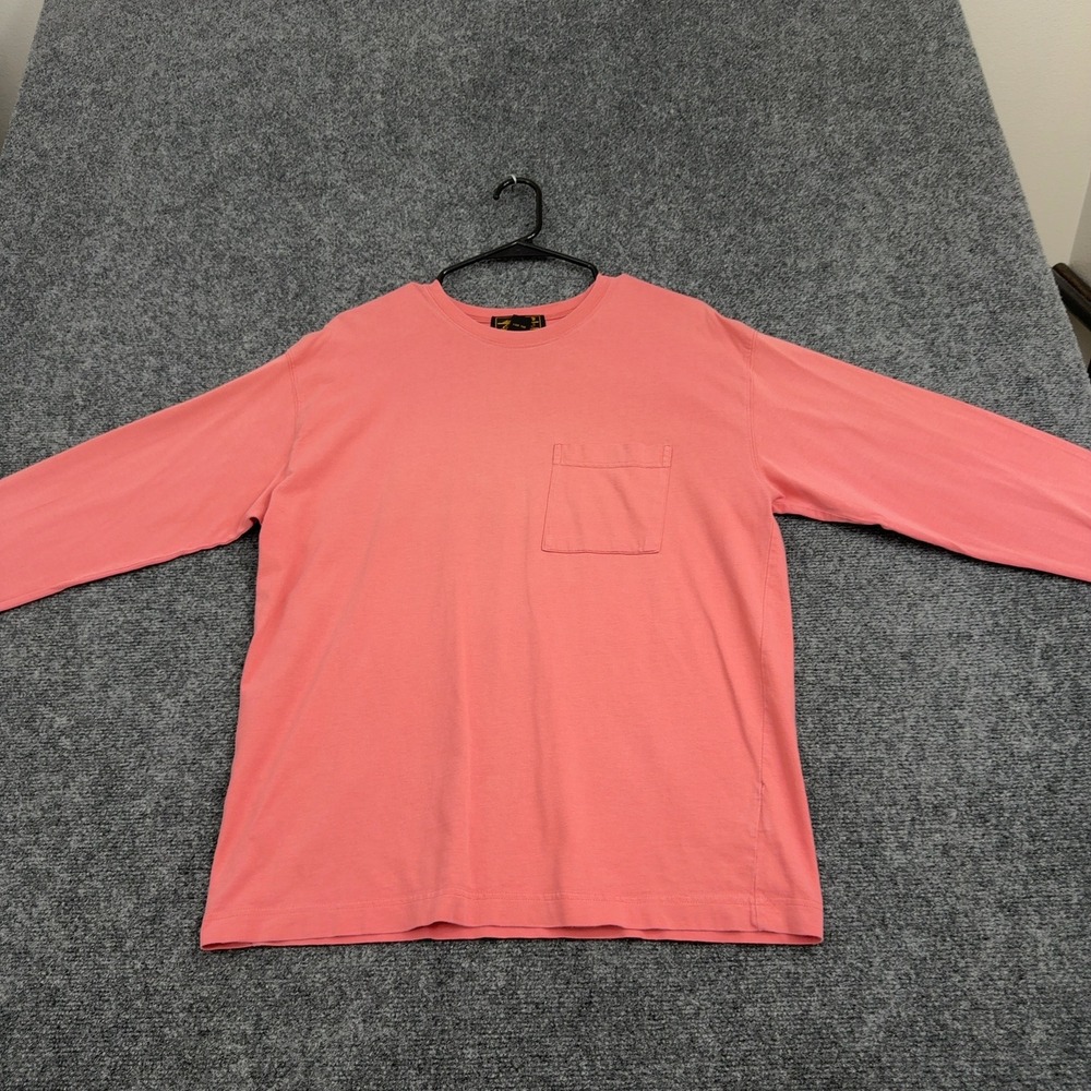Vintage Eddie Bauer T Shirt Men M Pink Cotton Pocket Long Sleeve Distressed Gorp